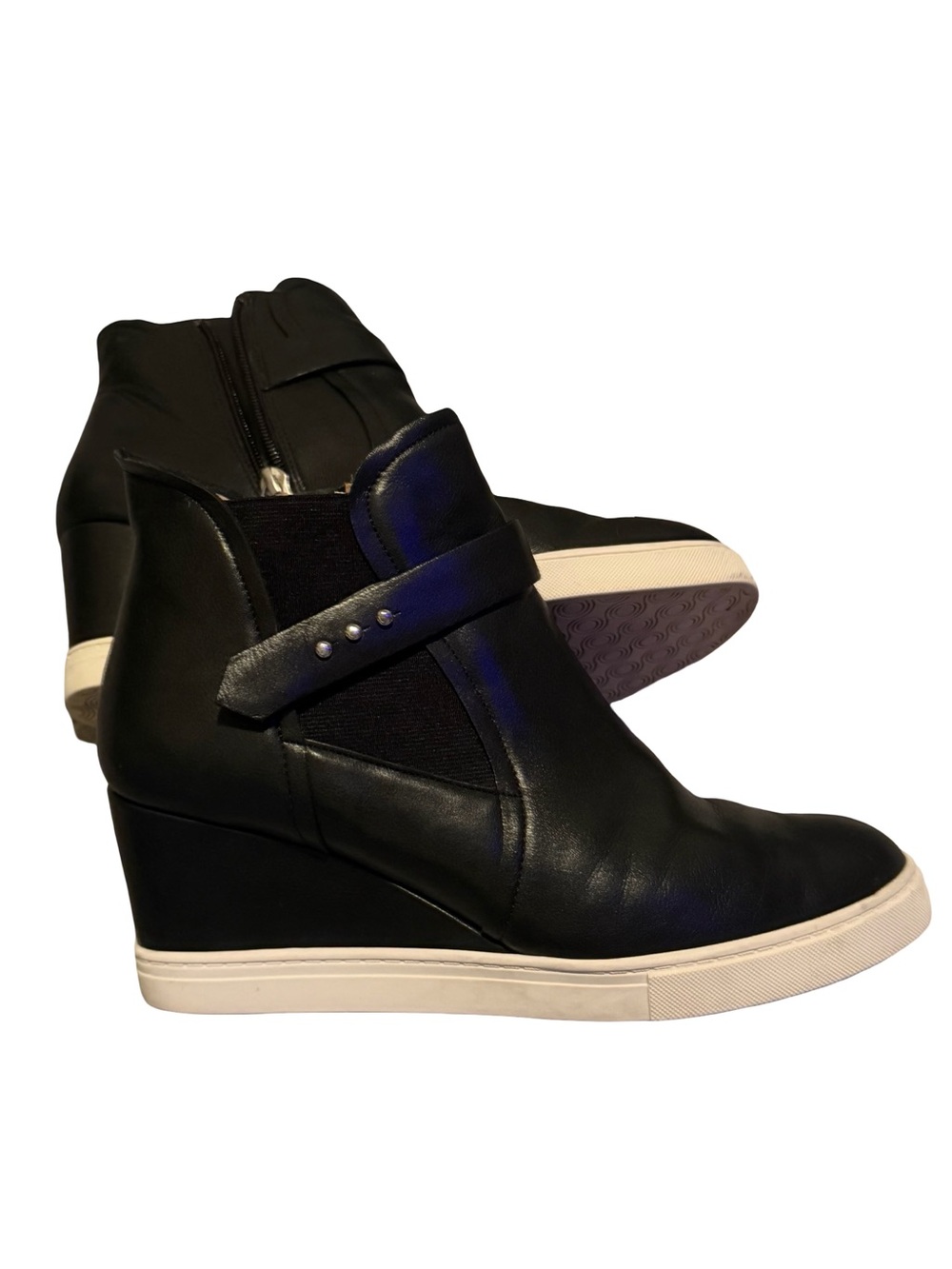 Linea Paolo Freshton Black Leather Wedge Ankle Boots